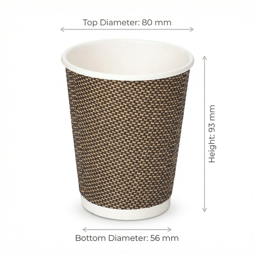 Dimensions diagram for the 12oz VIP Ripple Wall Paper Cup: 80 mm top diameter, 56 mm base, 93 mm height