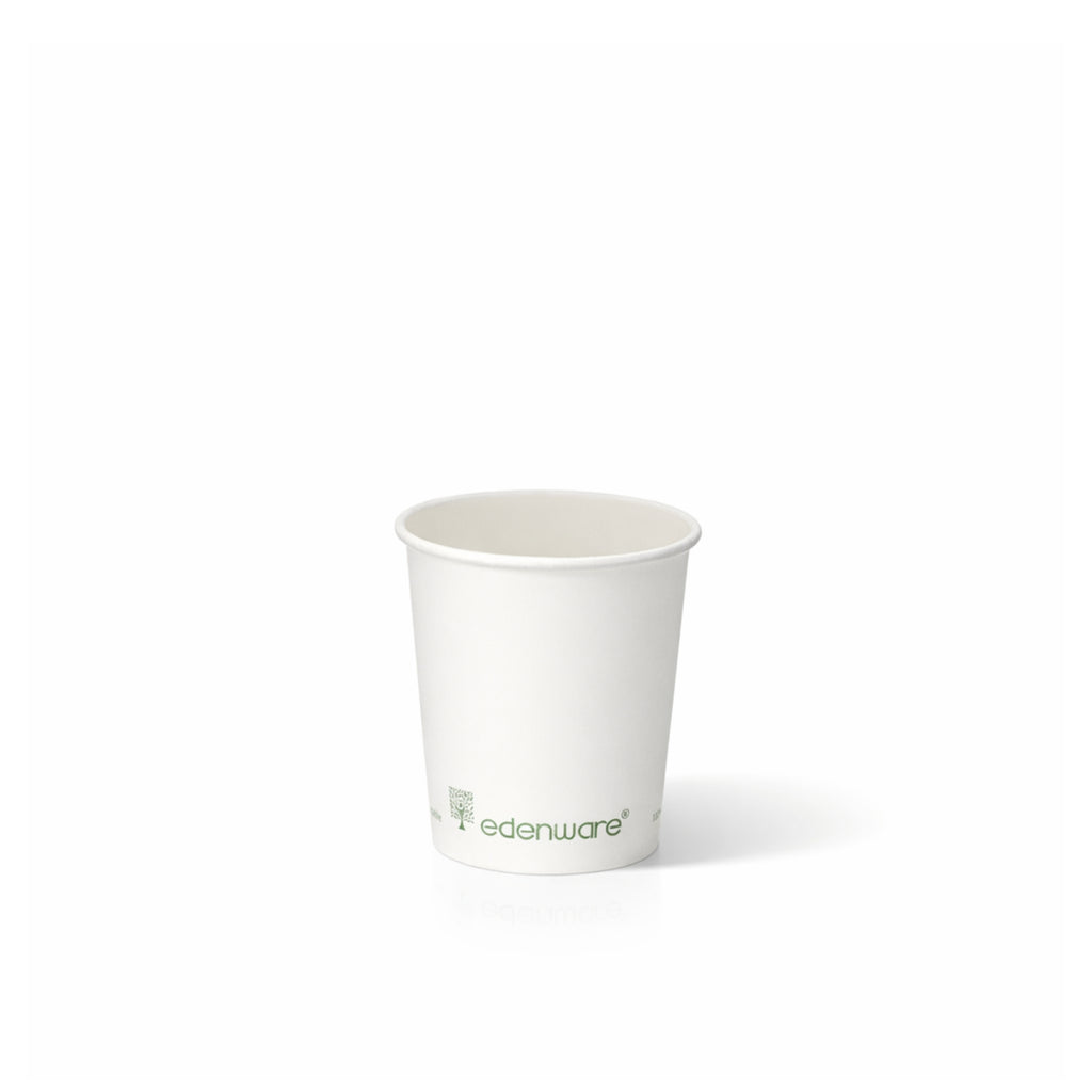 Compostable White paper cup on a white background