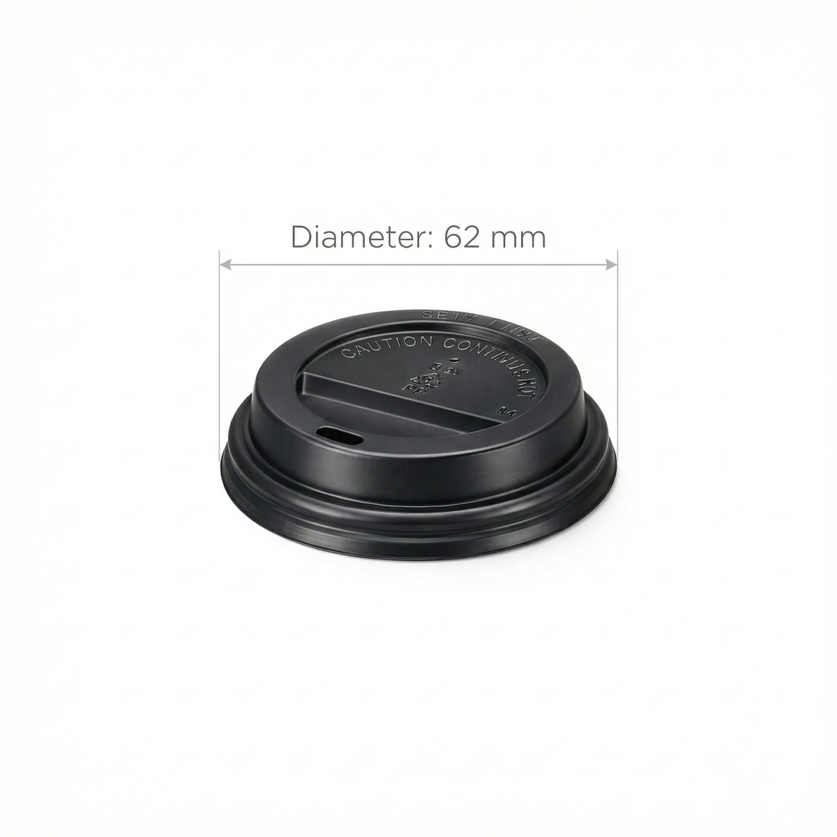 62mm black domed sip-through lid with diameter dimension - 62mm