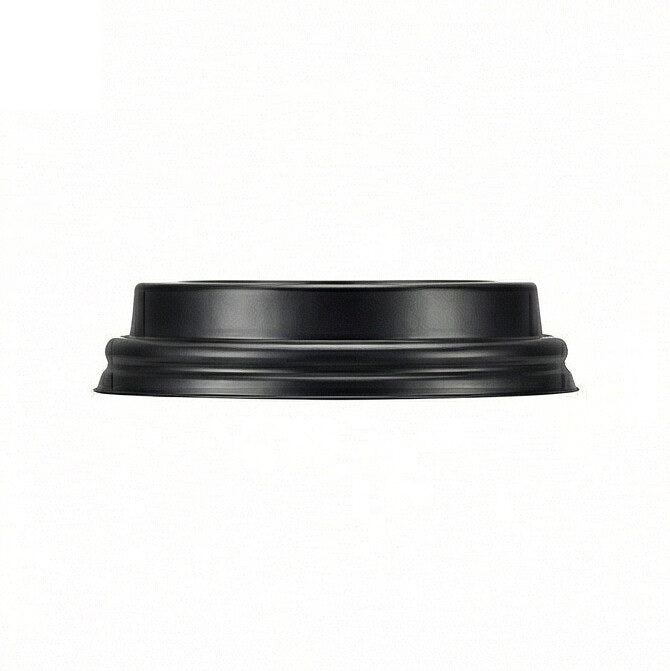 62mm black domed sip-through lid - side profile view showing dome height on white background
