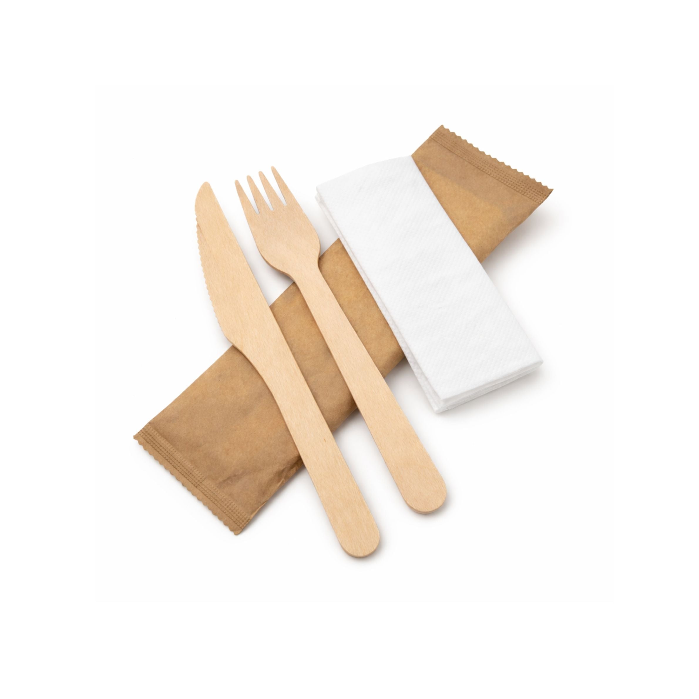 Birchwood 3in1 Fork + Knife + 2Ply Napkin