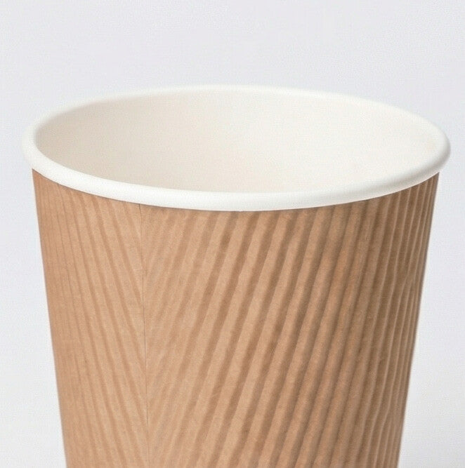 8oz Compostable Kraft Ripple Wall Paper Cups