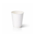 8oz White Double Wall Paper Cup centred on white, clean smooth white exterior and double-wall base band, subtle shadow