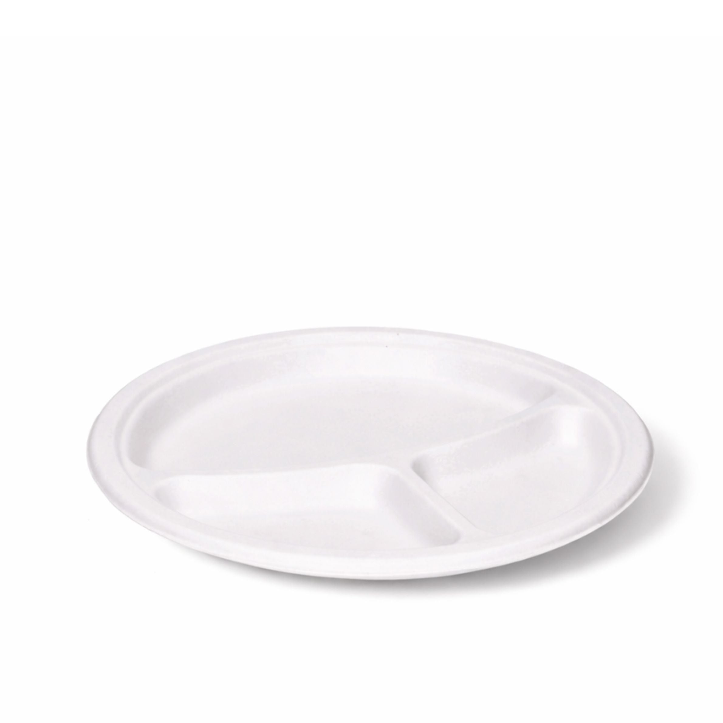 10" Bagasse 3 Compartment Round Plates