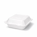 8" Bagasse 3 Compartment Square Clamshell Boxes