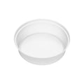 Clear ribbed PP soup bowl insert shown at a three-quarter angle, revealing the fluted interior and rolled rim.