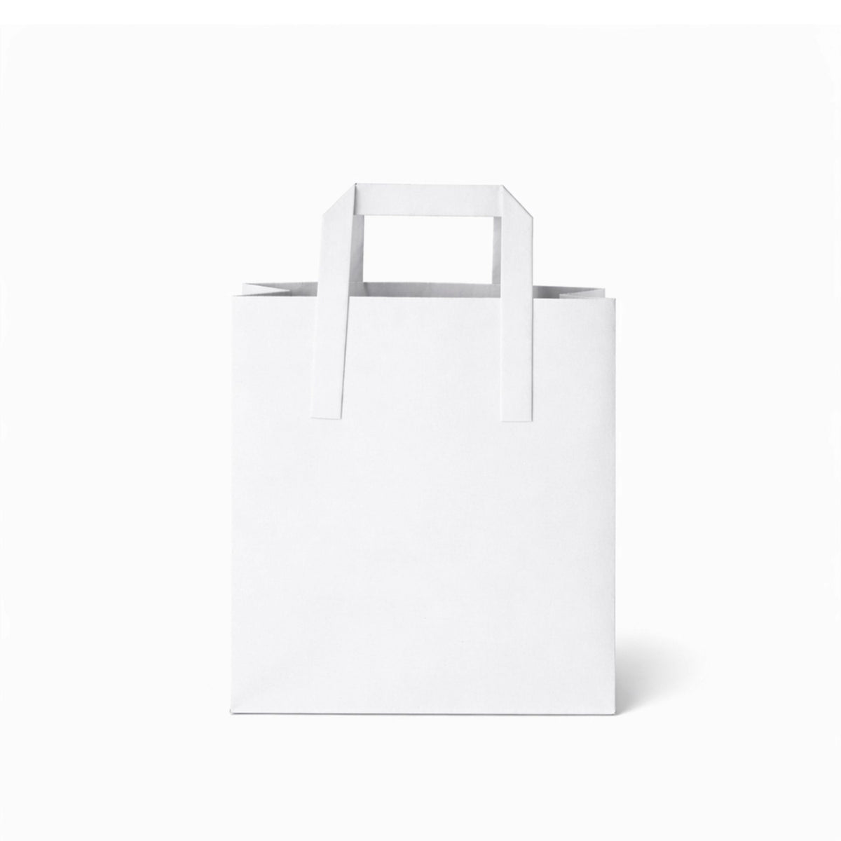 Medium White Paper Bags - Flat Handle