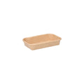 Kraft paper sushi tray HP-00 without lid, three-quarter angle view showing rectangular tray interior and natural brown kraft finish on white background