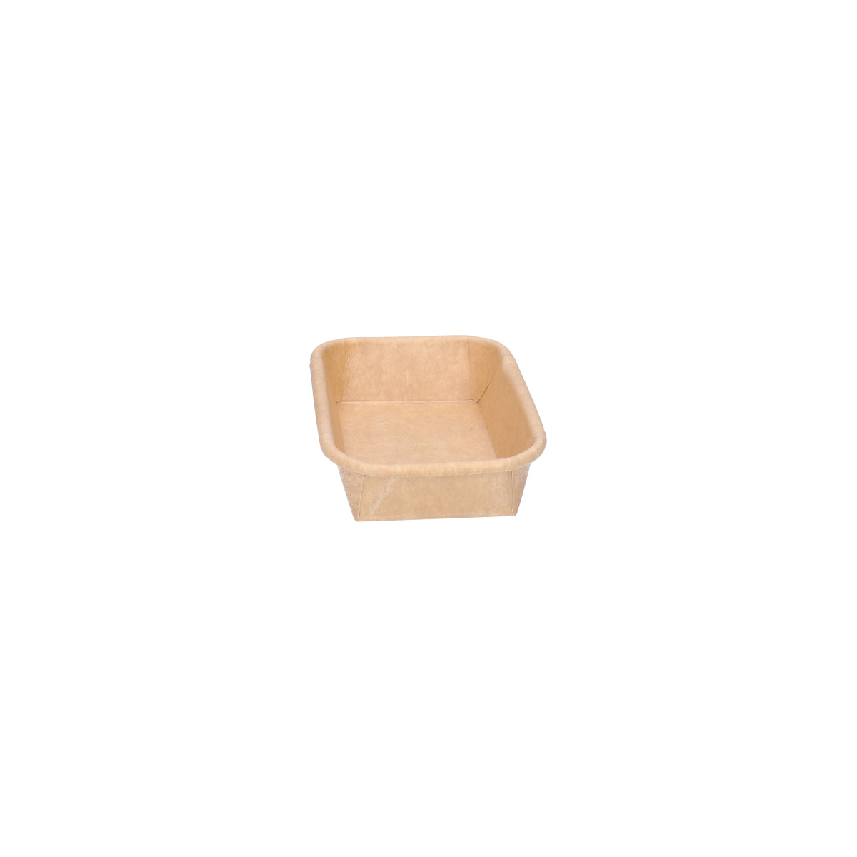 Kraft paper sushi tray HP-00 without lid, straight front view showing full interior capacity and kraft paper construction
