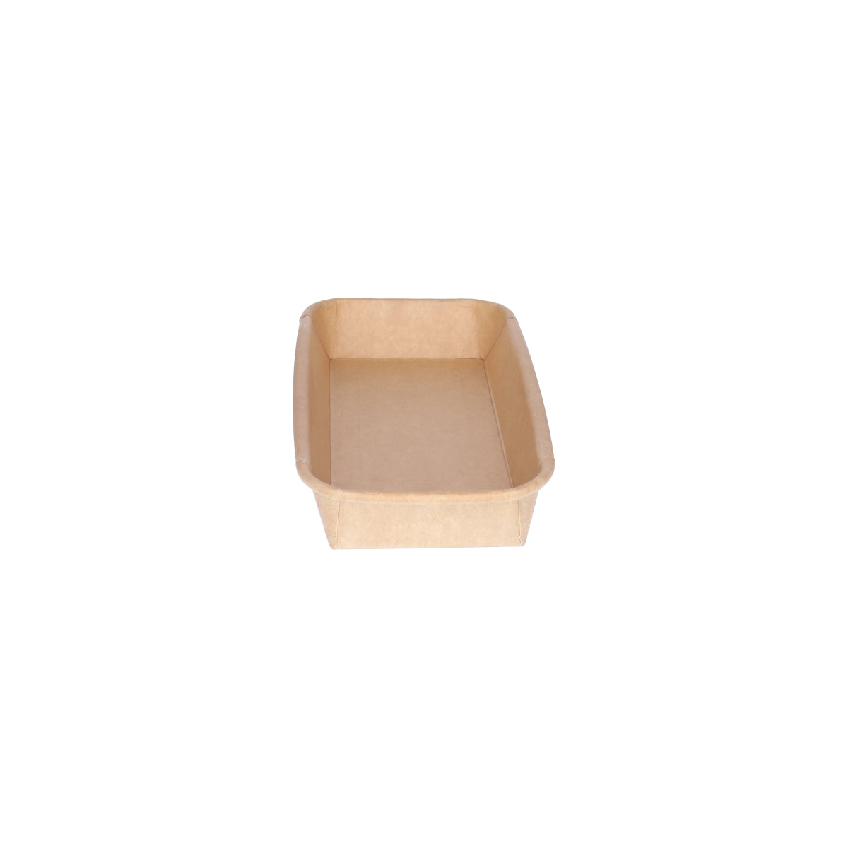 Kraft paper sushi tray HP-02 without lid, straight front view showing full interior capacity and kraft paper construction