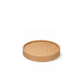 Kraft paper vented lid 90mm for soup bowl container, front product view on white background