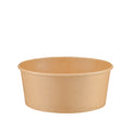 Kraft round paper bowl 750ml front view – slightly elevated angle showing the wide rim and exterior of the natural brown disposable bowl, ideal for soups, salads and generous portions