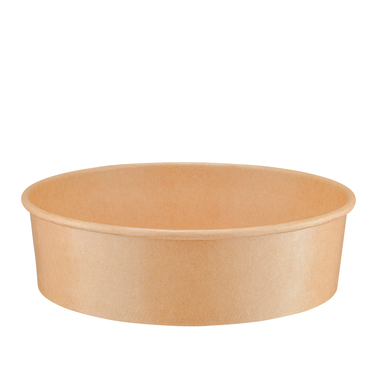 Kraft round paper bowl 900ml exterior view – clean side-on shot highlighting the smooth outer kraft paper surface and sturdy construction, disposable bowl for hot and cold food