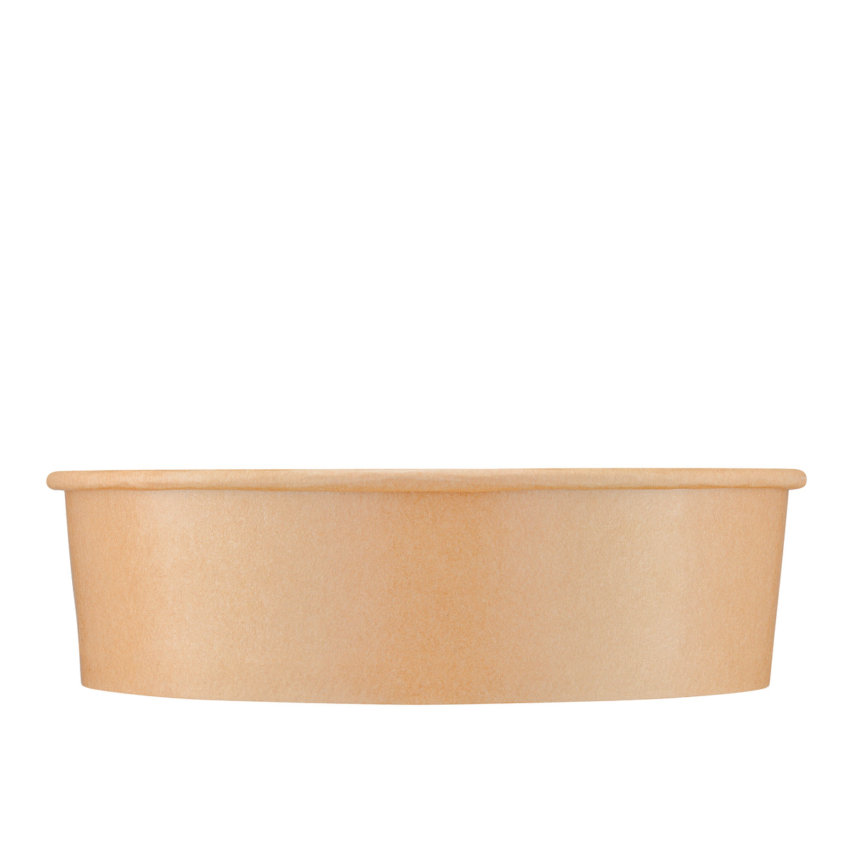 Kraft round paper bowl 900ml front view – clean slightly elevated shot showing the full exterior body and rolled rim, natural brown 900ml disposable bowl for takeaway meals