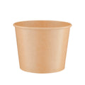 Kraft paper soup bowl 36oz viewed straight from the front, showing the tapered round body, rolled rim and kraft paper finish on a white background.