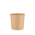 Kraft paper soup container 12oz viewed straight from the front, showing the tapered round body, rolled rim and kraft paper finish on a white background.