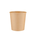 Kraft paper soup container 16oz shown from the front, displaying the rolled rim, tapered body and kraft paper finish.