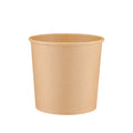Kraft paper soup container 26oz viewed straight from the front, showing the tapered round body, rolled rim and kraft paper finish on a white background.