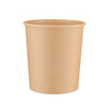 Kraft paper soup container 32oz viewed straight from the front, showing the tapered round body, rolled rim and kraft paper finish on a white background.