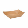 Medium kraft paper boat tray, three-quarter angle view showing open rectangular tray with flared sides and natural kraft brown finish on white background